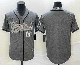 Mens New York Yankees Blank Grey Gridiron Cool Base Stitched Baseball Jerseys